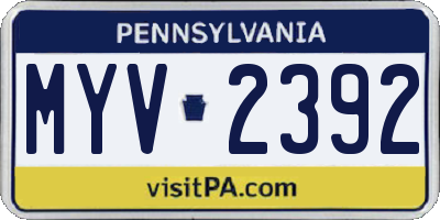 PA license plate MYV2392