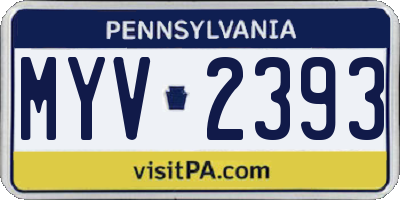 PA license plate MYV2393