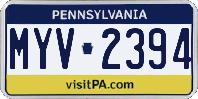 PA license plate MYV2394