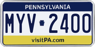 PA license plate MYV2400