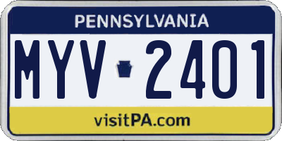 PA license plate MYV2401