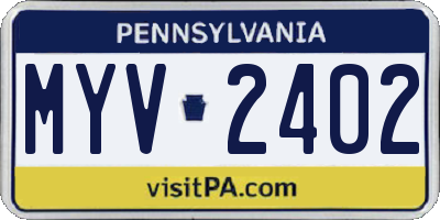 PA license plate MYV2402