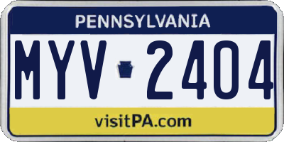 PA license plate MYV2404