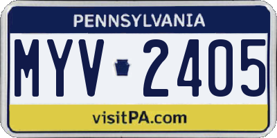 PA license plate MYV2405