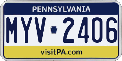 PA license plate MYV2406