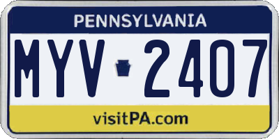PA license plate MYV2407