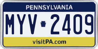 PA license plate MYV2409