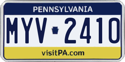 PA license plate MYV2410