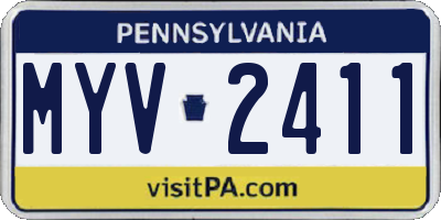 PA license plate MYV2411
