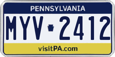 PA license plate MYV2412