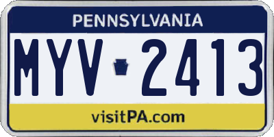 PA license plate MYV2413