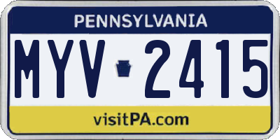 PA license plate MYV2415