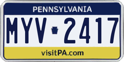 PA license plate MYV2417