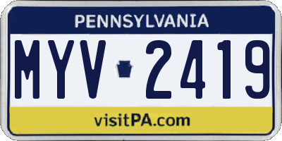PA license plate MYV2419