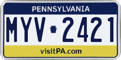 PA license plate MYV2421