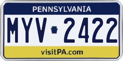 PA license plate MYV2422