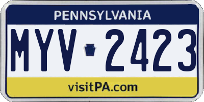 PA license plate MYV2423