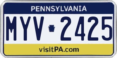 PA license plate MYV2425