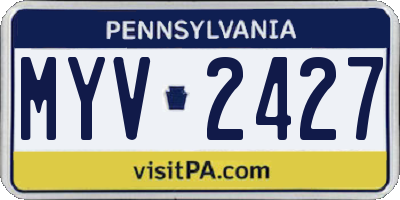 PA license plate MYV2427