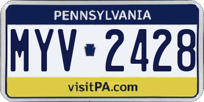 PA license plate MYV2428