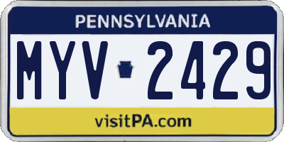 PA license plate MYV2429
