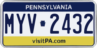 PA license plate MYV2432