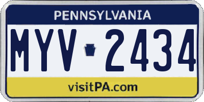 PA license plate MYV2434