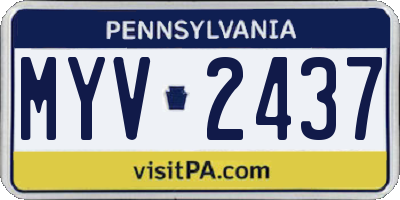 PA license plate MYV2437