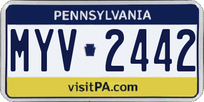 PA license plate MYV2442