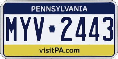 PA license plate MYV2443