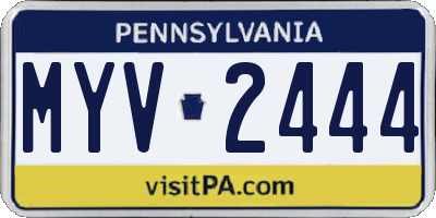 PA license plate MYV2444