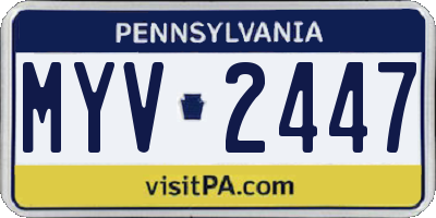 PA license plate MYV2447