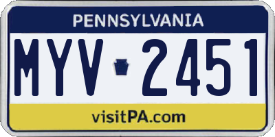 PA license plate MYV2451