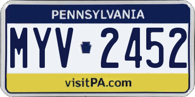 PA license plate MYV2452