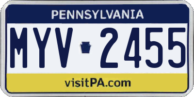 PA license plate MYV2455