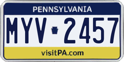 PA license plate MYV2457