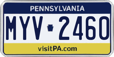 PA license plate MYV2460