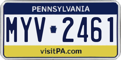 PA license plate MYV2461