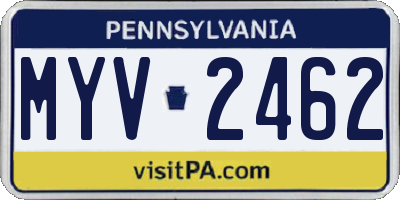 PA license plate MYV2462