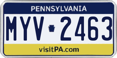 PA license plate MYV2463