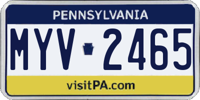 PA license plate MYV2465