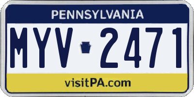 PA license plate MYV2471