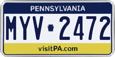 PA license plate MYV2472