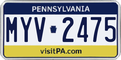 PA license plate MYV2475