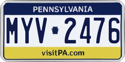 PA license plate MYV2476