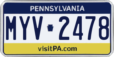 PA license plate MYV2478