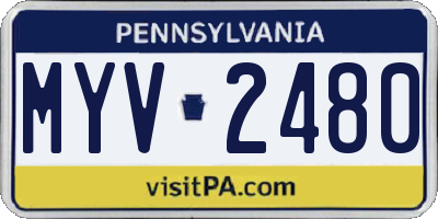 PA license plate MYV2480