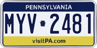 PA license plate MYV2481
