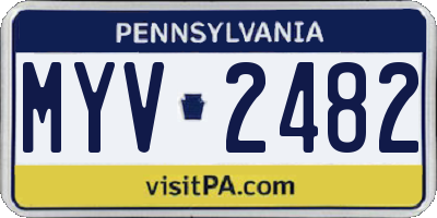 PA license plate MYV2482