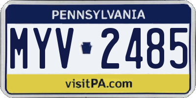 PA license plate MYV2485